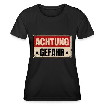 ACHTUNG GEFAHR - Frauen Funktions-T-Shirt - Schwarz - Vorne - AI Model Female 172 light (172cm)