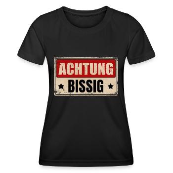 ACHTUNG BISSIG - Frauen Funktions-T-Shirt - Schwarz - Vorne - AI Model Female 172 light (172cm)
