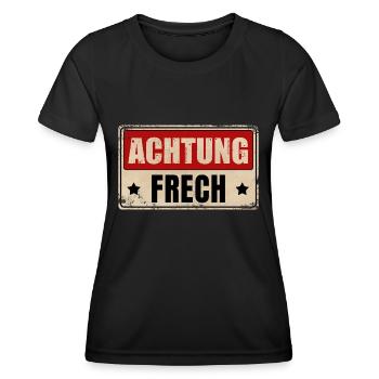 ACHTUNG FRECH - Frauen Funktions-T-Shirt - Schwarz - Vorne - AI Model Female 172 light (172cm)