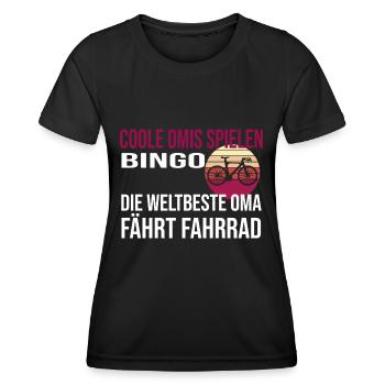 Die weltbeste Oma fährt Fahrrad. - Frauen Funktions-T-Shirt - Schwarz - Vorne - AI Model Female 172 light (172cm)