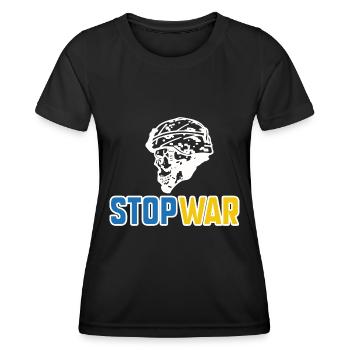 Stop war - T-shirt sport Femme - noir - Devant - AI Model Female 172 light (172cm)