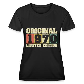 1970 Original Vintage Rétro Anniversaire - T-shirt sport Femme - noir - Devant - AI Model Female 172 light (172cm)