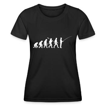 Evolution - Pêcheurs - Pêche au poisson - T-shirt sport Femme - noir - Devant - AI Model Female 172 light (172cm)