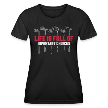 Golf Golfschläger - Frauen Funktions-T-Shirt - Schwarz - Vorne - AI Model Female 172 light (172cm)