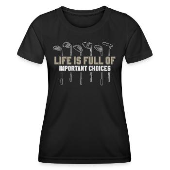 Golf Golfschläger - Frauen Funktions-T-Shirt - Schwarz - Vorne - AI Model Female 172 light (172cm)