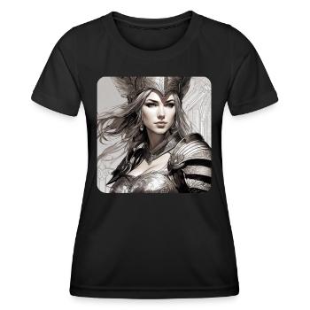 Fantasy Anime Fille Viking Germanique Trigues Moyen Âge - T-shirt sport Femme - noir - Devant - AI Model Female 172 light (172cm)