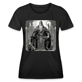 Stolzer Wikinger Krieger Germane mit Schwert - Frauen Funktions-T-Shirt - Schwarz - Vorne - AI Model Female 172 light (172cm)