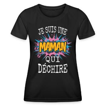 Belle idee cadeau Je t'aime ma petite maman chérie - T-shirt sport Femme - noir - Devant - AI Model Female 172 light (172cm)