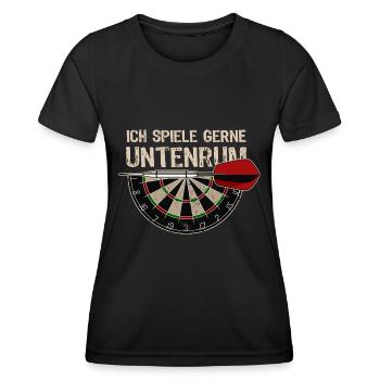 Dart Spruch - Silhouette - Dartfan - Dartspieler - Frauen Funktions-T-Shirt - Schwarz - Vorne - AI Model Female 172 light (172cm)