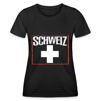 Schweiz T-shirt Geschenkidee - Frauen Funktions-T-Shirt - Schwarz - Vorne - AI Model Female 172 light (172cm)