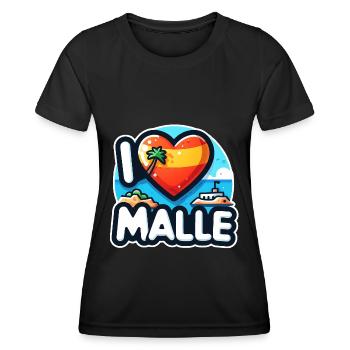 I Love Malle Mallorca Urlaub Bier Spanien Urlaub - Frauen Funktions-T-Shirt - Schwarz - Vorne - AI Model Female 172 light (172cm)