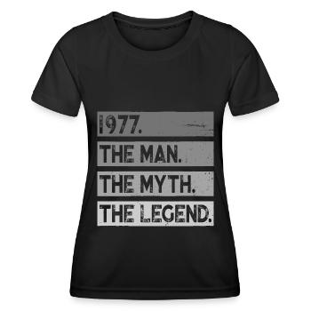 Né en 1977 Homme Mythe Légende Anniversaire - T-shirt sport Femme - noir - Devant - AI Model Female 172 light (172cm)