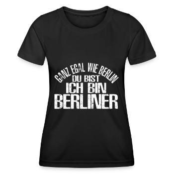 Berlin Spruch Deutschland Geschenk Skyline - Frauen Funktions-T-Shirt - Schwarz - Vorne - AI Model Female 172 light (172cm)