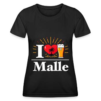 I Love Malle Mallorca Urlaub Bier Alkohol Urlaub - Frauen Funktions-T-Shirt - Schwarz - Vorne - AI Model Female 172 light (172cm)