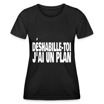 déshabille-toi j'ai un plan - T-shirt sport Femme - noir - Devant - AI Model Female 172 light (172cm)
