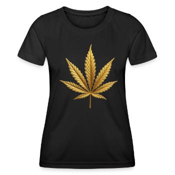 Goldenes Hanfblatt - Frauen Funktions-T-Shirt - Schwarz - Vorne - AI Model Female 172 light (172cm)