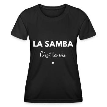 La Samba c’est la vie - T-shirt sport Femme - noir - Devant - AI Model Female 172 light (172cm)
