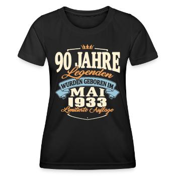 Geburtstag Mai 1933 Mai 1933 geboren 90 Jahre alt - Frauen Funktions-T-Shirt - Schwarz - Vorne - AI Model Female 172 light (172cm)