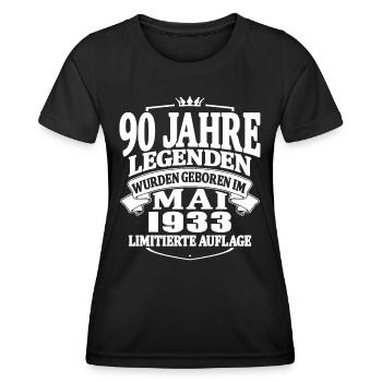 90 Jahre Geburtstag Mai 1933 Mai 1933 geboren - Frauen Funktions-T-Shirt - Schwarz - Vorne - AI Model Female 172 light (172cm)