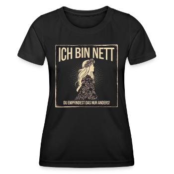 Ich bin nett... freche Sprüche freche Mädels - Frauen Funktions-T-Shirt - Schwarz - Vorne - AI Model Female 172 light (172cm)