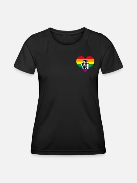 CSD statt AFD - Frauen Funktions-T-Shirt - Schwarz