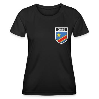 Kongo - Nationalfahne im Wappen - Frauen Funktions-T-Shirt - Schwarz - Vorne - AI Model Female 172 light (172cm)