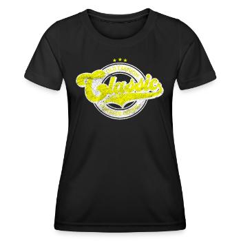Classic old fashion denim vintage goods yellow - Women's Functional T-Shirt - black - Front - AI Model Female 172 light (172cm)