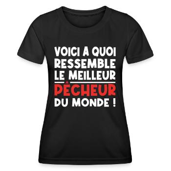 voici a quoi ressemble Le meilleur pêcheur - T-shirt sport Femme - noir - Devant - AI Model Female 172 light (172cm)