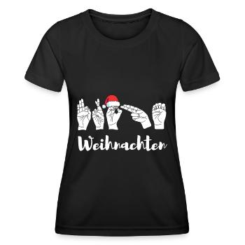Frohe Weihnachten in Gebärdensprache - Frauen Funktions-T-Shirt - Schwarz - Vorne - AI Model Female 172 light (172cm)