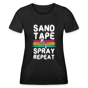 Sandband-Spray-Wiederholung für eine Hausfarbe - Frauen Funktions-T-Shirt - Schwarz - Vorne - AI Model Female 172 light (172cm)