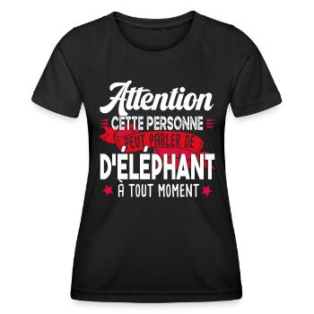 Éléphant Animal Dumbo Cadeau Humour Safari Trompe - T-shirt sport Femme - noir - Devant - AI Model Female 172 light (172cm)