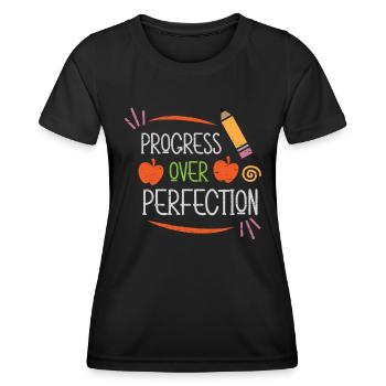 Progrès sur la perfection Étudiants universitaires - T-shirt sport Femme - noir - Devant - AI Model Female 172 light (172cm)