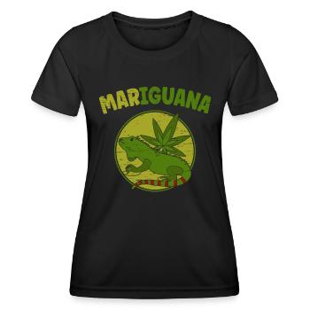 Mariguan Eidechse Haustier Weed 420 Reptilien Liebhaber - Frauen Funktions-T-Shirt - Schwarz - Vorne - AI Model Female 172 light (172cm)