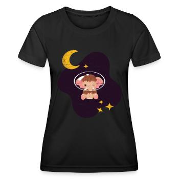 Mammoth In Space Long Tusks Woolly Animals - Women's Functional T-Shirt - black - Front - AI Model Female 172 light (172cm)