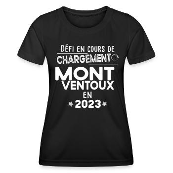Mont Ventoux 2023 Cycliste Montagne Randonnée - T-shirt sport Femme - noir - Devant - AI Model Female 172 light (172cm)