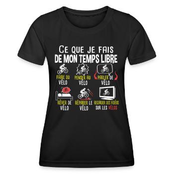 Vélo Vélos Cycliste Cyclisme Cadeau Triathlon BMX - T-shirt sport Femme - noir - Devant - AI Model Female 172 light (172cm)