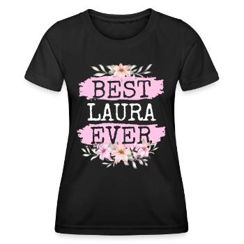 Laura Nom du cadeau Anniversaire - T-shirt sport Femme - noir - Devant - AI Model Female 172 light (172cm)