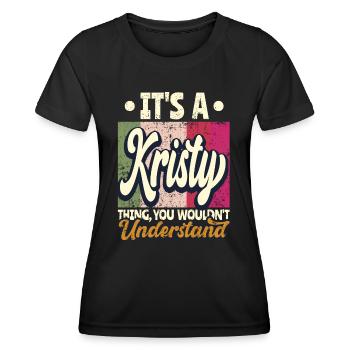 Kristy Nom Cadeau Personnalisé Citation Drôle - T-shirt sport Femme - noir - Devant - AI Model Female 172 light (172cm)