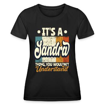 Sandra Nom Cadeau Devis personnalisé Drôle - T-shirt sport Femme - noir - Devant - AI Model Female 172 light (172cm)