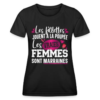 Marraine Filleul Filleul Femme Cadeau Fillette - T-shirt sport Femme - noir - Devant - AI Model Female 172 light (172cm)