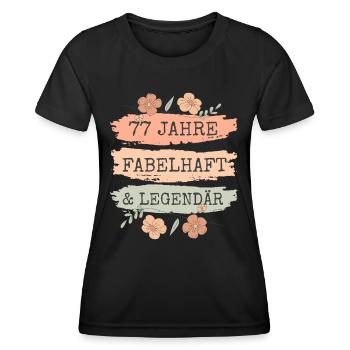 77. Geburtstag Geschenk 77 Jahre Frau - Frauen Funktions-T-Shirt - Schwarz - Vorne - AI Model Female 172 light (172cm)