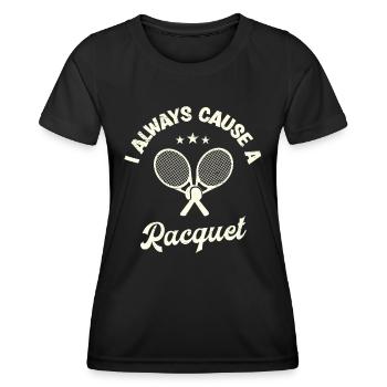 Je cause toujours un joueur de tennis de raquette - T-shirt sport Femme - noir - Devant - AI Model Female 172 light (172cm)
