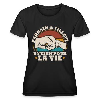 Parrain et filleul un lien pour la vie - T-shirt sport Femme - noir - Devant - AI Model Female 172 light (172cm)