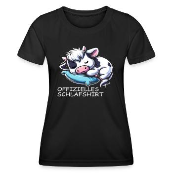 Schlafshirt Kuh - Frauen Funktions-T-Shirt - Schwarz - Vorne - AI Model Female 172 light (172cm)