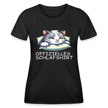 Katze Schlafshirt - Frauen Funktions-T-Shirt - Schwarz - Vorne - AI Model Female 172 light (172cm)