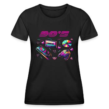 Ein Shirt back to the 90er. - Frauen Funktions-T-Shirt - Schwarz - Vorne - AI Model Female 172 light (172cm)