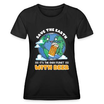 Save the earth its the only planet with beer - Frauen Funktions-T-Shirt - Schwarz - Vorne - AI Model Female 172 light (172cm)