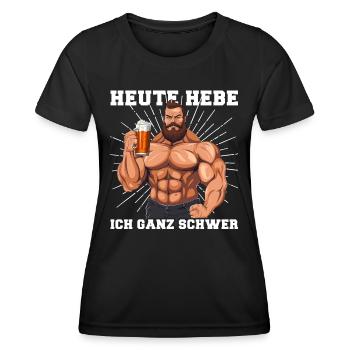 Bodybuilder Gym Bier | Heute hebe ich ganz schwer - Frauen Funktions-T-Shirt - Schwarz - Vorne - AI Model Female 172 light (172cm)