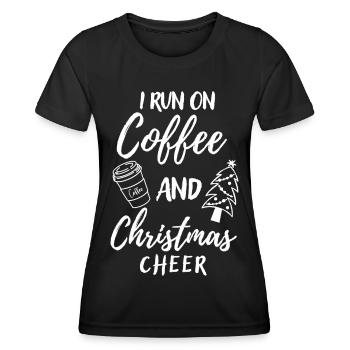 Je cours pour le café et la joie de Noël - T-shirt sport Femme - noir - Devant - AI Model Female 172 light (172cm)