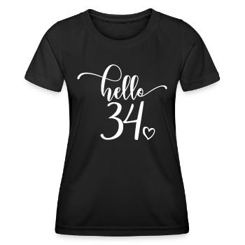 Hello 34 - Cute 34th Birthday Gift For Women - Women's Functional T-Shirt - black - Front - AI Model Female 172 light (172cm)